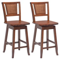 Costway Set Of 2/4 Swivel Bar Stools Counter Height Rubber Wood Pub Chairs W/ Rattan Back 21 Costway Set Of 2/4 Swivel Bar Stools Counter Height Rubber Wood Pub Chairs W/ Rattan Back -Furniture Store GUEST 90a6b983 4b78 4db3 bf74 ec783ad77151