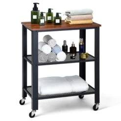 Industrial Serving Cart 3-Tier Kitchen Utility Cart On Wheels W/Storage Black 19 Industrial Serving Cart 3-Tier Kitchen Utility Cart On Wheels W/Storage Black -Furniture Store GUEST 90b17d7a 0c75 456f a225 fb13c6436cc1