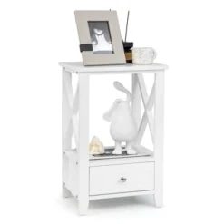 Costway Modern Nightstand With Bottom Drawer Storage Shelf Small Side End Table WhiteBlack -Furniture Store GUEST 90c60677 4fc9 4a66 9031 7891946bdcd5