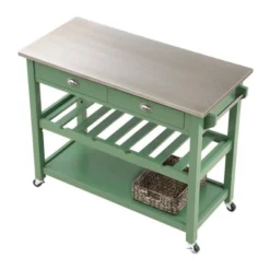 Carolina Kitchen Island With Stainless Steel Top Green - Boraam -Furniture Store GUEST 91006601 7fb4 46f2 8b15 bc1e5bcc4d36