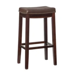 Padded Saddle Seat Barstool Hardwood - Linon -Furniture Store GUEST 91946a5b 8389 476c 8aac 4e642fae0abb