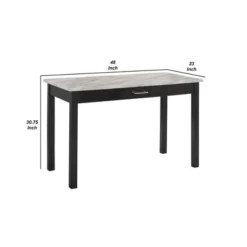 48" Desk With Drawer And Faux Marble Top White/Black - Benzara -Furniture Store GUEST 91adf59e f016 4517 a77b df9b55694e41