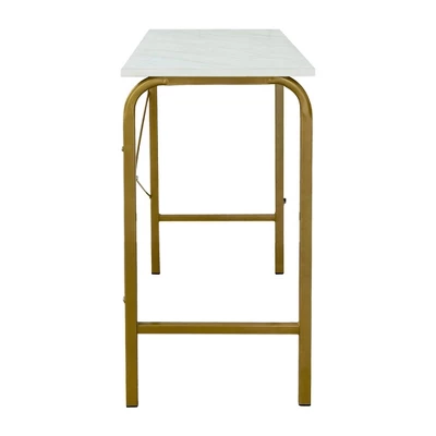 40" Home Office Computer Desk With Metal Base Marble/Brass - Teamson Home 8 40" Home Office Computer Desk With Metal Base Marble/Brass - Teamson Home - Image 6