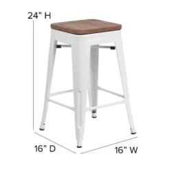Merrick Lane Backless Metal Dining Stool With Wooden Seat For Indoor Use -Furniture Store GUEST 938801c8 c88e 47f9 9984 5424c0621ff4