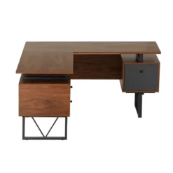Reversible L Shaped Computer Desk With Drawers And File Cabinet Walnut - Techni Mobili -Furniture Store GUEST 93a14c03 c242 4585 bddc 3ac421eb241b