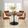 Harold+Flavia 5-Piece Walnut Foil Round Top Pedestal Dining Table Set With 4 Upholstered Chairs -The Pop Maison -Furniture Store GUEST 93a393dc 9675 4810 a2fe 0f10bee3b2db