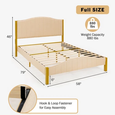 Costway FullQueen Size Upholstered Bed Frame Mattress Foundation Platform Quilted Headboard 5 Costway FullQueen Size Upholstered Bed Frame Mattress Foundation Platform Quilted Headboard - Image 3