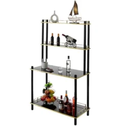 Fabulaxe Modern Display Wooden Console Bar Serving Table With 4 Tiered Open Shelves, For Bartender, Kitchen Or Wine Caller Room -Furniture Store GUEST 9489076f 34e1 454e b7c3 957cfeb4c382