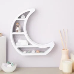Farmlyn Creek Small Wooden Crescent Moon Wall Shelf For Crystals & Essential Oils, Rustic Home Wall Decor For Nursery, White, 10.7 X 11.2 X 2 In 11 Farmlyn Creek Small Wooden Crescent Moon Wall Shelf For Crystals & Essential Oils, Rustic Home Wall Decor For Nursery, White, 10.7 X 11.2 X 2 In -Furniture Store GUEST 948ed52b 38e7 48f1 82ef 6c6e4ac5a263