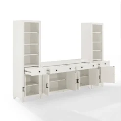 3pc Tara Sideboard And Bookcase Set Distressed White - Crosley -Furniture Store GUEST 9516b6d6 8bdd 4227 8517 d4ae91ccf9e0