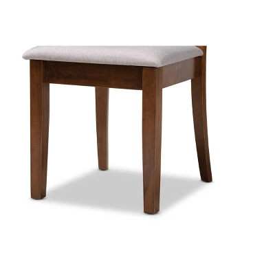 7pc Dining Set Wood And Lore Fabric Upholstered And Wood Gray/Walnut - Baxton Studio 7 7pc Dining Set Wood And Lore Fabric Upholstered And Wood Gray/Walnut - Baxton Studio - Image 5