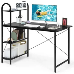 Costway 48'' Reversible Computer Desk Writing Table Workstation W/ Storage Shelf BlackBrown 24 Costway 48'' Reversible Computer Desk Writing Table Workstation W/ Storage Shelf BlackBrown -Furniture Store GUEST 95f90a0d 5539 43da 858a c11771601766