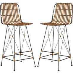 Minerva Wicker Bar Stool (Set Of 2) - Safavieh -Furniture Store GUEST 96a3f7fd 5358 4b07 a55c 456344ddb19b