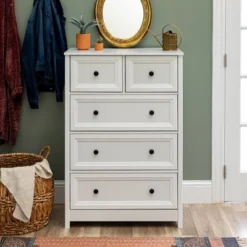 Farmhouse 5 Drawer Grooved Tall Storage Dresser White - Saracina Home 18 Farmhouse 5 Drawer Grooved Tall Storage Dresser White - Saracina Home -Furniture Store GUEST 96be5b13 02a3 4993 80b5 8619de96e45f