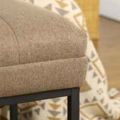 HOMCOM 47.25" End Of Bed Bench With Channel Tufted Design, Upholstered Ottoman Bench With Steel Legs For Bedroom, Entryway, Brown 10 HOMCOM 47.25" End Of Bed Bench With Channel Tufted Design, Upholstered Ottoman Bench With Steel Legs For Bedroom, Entryway, Brown -Furniture Store GUEST 96dc10e9 5e48 4c20 b195 ea77de7f63e1