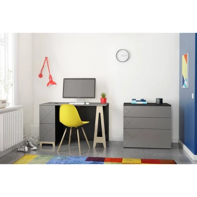 Atypik Desk With 3 Drawer File Cabinet - Nexera 6 Atypik Desk With 3 Drawer File Cabinet - Nexera - Image 4