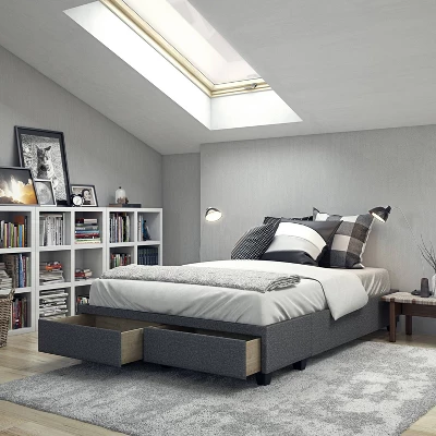 Monica Linen Upholstered Platform Bed With Storage Drawers - Eco Dream 7 Monica Linen Upholstered Platform Bed With Storage Drawers - Eco Dream - Image 5