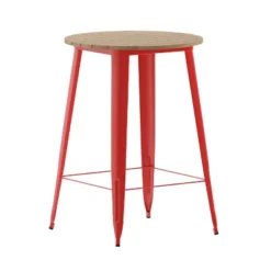 Merrick Lane Indoor/Outdoor Bar Top Table, 30" Round All Weather Poly Resin Top With Steel Base -Furniture Store GUEST 97092c0c ca2f 4568 8643 b51199b31e73