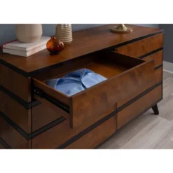 Mid-Century Modern 6 Drawer Dresser Walnut - Linon 28 Mid-Century Modern 6 Drawer Dresser Walnut - Linon -Furniture Store GUEST 981f023c 1873 4092 b755 72999e42a3fe