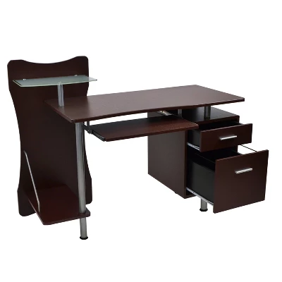 Stylish Computer Desk With Storage Brown - Techni Mobili 3 Stylish Computer Desk With Storage Brown - Techni Mobili