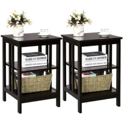 Tangkula 2PCS 3-tier Side Table Nightstand Sofa End Table Storage Display Shelf -Furniture Store GUEST 9a2d4ca2 26bc 4ef3 89b3 1c9f44937b68