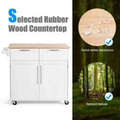 Costway Rolling Kitchen Cart Island Heavy Duty Storage Trolley Cabinet Utility White -Furniture Store GUEST 9b668c90 ed2c 46ff a500 6c4749177e2b