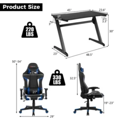 Costway Z-Shaped Racing Style Desk & Massage Gaming Chair Set For Home Office -Furniture Store GUEST 9c28f4ce 4c63 43b0 8a79 05bef01f0430