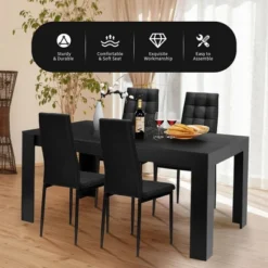 Costway 9pcs Dining Set Wood Table And 8 Fabric Chairs Home Kitchen Modern -Furniture Store GUEST 9d356803 f5da 4692 940a 3e2a259acf35