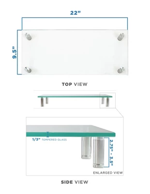 Mount-It! Clear Glass Monitor Stand Computer Desktop Riser, Tempered Glass, Fits 24, 27, 30, 32 Inch Screens, 66 Lbs. Capacity 6 Mount-It! Clear Glass Monitor Stand Computer Desktop Riser, Tempered Glass, Fits 24, 27, 30, 32 Inch Screens, 66 Lbs. Capacity - Image 4