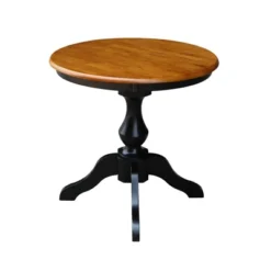 3pc 30" Clay Round Top Pedestal Table With 2 Chairs Dining Sets Black/Brown - International Concepts