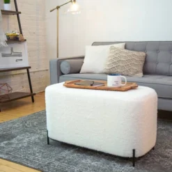 32" Modern Decorative Bench With Metal Base - WOVENBYRD -Furniture Store GUEST 9e3753a6 62ef 4f9d bfd8 acce307610ec