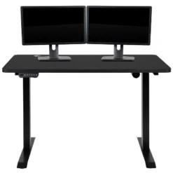 Emma And Oliver 48" Wide Black Electric Adjustable Standing Desk & Black Swivel Office Chair -Furniture Store GUEST 9f0dcf3b f92a 4c7c 91a1 bdb3fc28cdd1