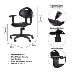 16"-21" Adjustable Height Polyurethane Task Office Chair With Arms Black- Hampden Furnishings 31 16"-21" Adjustable Height Polyurethane Task Office Chair With Arms Black- Hampden Furnishings -Furniture Store GUEST 9ffb150a c717 459e 87d4 e8c29e802b64