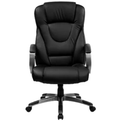 Emma And Oliver High Back Black LeatherSoft Swivel Office Chair Titanium Nylon Base/Loop Arms -Furniture Store GUEST a0a8514f 3c46 41dc 9326 42125aa1623c