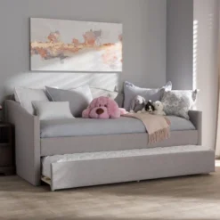Twin Kaija Modern And Contemporary Fabric Daybed With Trundle Gray - Baxton Studio -Furniture Store GUEST a214d4f7 f7f5 4e65 a01a 410b1f99d3eb