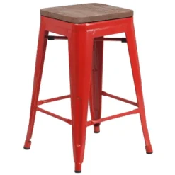 Merrick Lane Backless Metal Dining Stool With Wooden Seat For Indoor Use -Furniture Store GUEST a2548d68 4da9 4fbc a113 2e5819096218 1