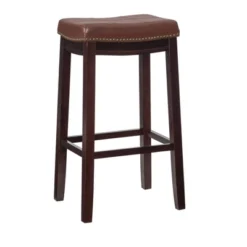 Padded Saddle Seat Barstool Hardwood - Linon -Furniture Store GUEST a2710c0a a3d3 4dbf b09a 951799f0788f