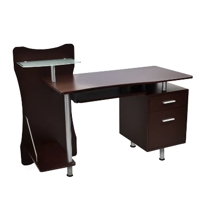 Stylish Computer Desk With Storage Brown - Techni Mobili 4 Stylish Computer Desk With Storage Brown - Techni Mobili - Image 2