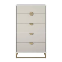 5 Drawer Kelly Dresser White/Taupe - Paris Hilton X The Novogratz -Furniture Store GUEST a3662997 dcb1 427c 8139 34ddfc808efe