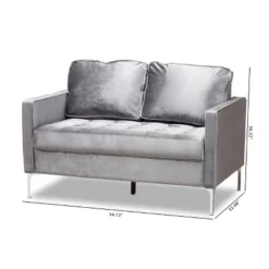Baxton Studio Clara Velvet Fabric Upholstered 2 Seater Loveseat Gray - BaxtonStudio -Furniture Store GUEST a4715d64 87a8 4209 937c d4e7827fb55a