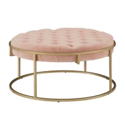 Ervyn Gold Finish Velvet Button Tufted Cocktail Ottoman - Inspire Q -Furniture Store GUEST a4b52679 d90f 4824 8dcd a332eb66f112