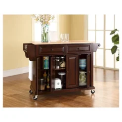 Natural Wood Top Kitchen Cart/Island - Vintage Mahogany - Crosley -Furniture Store GUEST a584d993 6497 4ea5 9e5a 33db4496b0b6