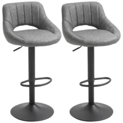 HOMCOM Modern Bar Stools Set Of 2 Swivel Bar Height Barstools Chairs With Adjustable Height, Round Heavy Metal Base, And Footrest -Furniture Store GUEST a5bad7fe 16de 4e3f afdf 76096ff4bc41