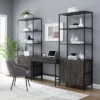 3pc Jacobsen Desk And Large Etagere Set Brown Ash - Crosley