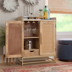 Gordon Bar Cabinet Natural - Linon -Furniture Store GUEST a6a9fd74 9805 4512 99de 34a3dfed9553