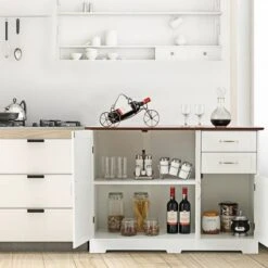 Costway Buffet Sideboard Kitchen Cupboard Storage Cabinet W/ 2 Drawers & 3 Doors White 10 Costway Buffet Sideboard Kitchen Cupboard Storage Cabinet W/ 2 Drawers & 3 Doors White -Furniture Store GUEST a75eaec1 9322 4b20 b3ae a45110fc7e8e