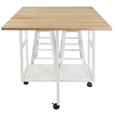 Square Hardwood Drop Leaf Table Top Breakfast Cart Natural/White - Flora Home 10 Square Hardwood Drop Leaf Table Top Breakfast Cart Natural/White - Flora Home - Image 8