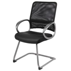 Mesh Back With Pewter Finish Guest Chair Black - Boss Office Products
