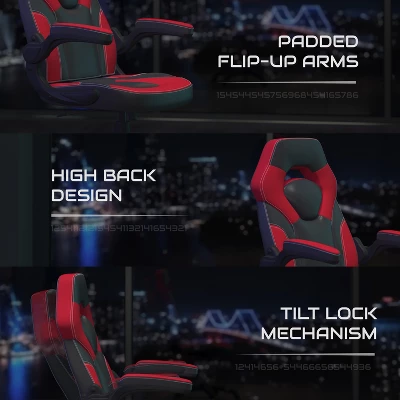 BlackArc Gamma Gaming Desk & Chair Set - Black & Red High Back Gaming Chair With Flip-Up Arms; Desk With Detachable Headphone Hook/Cupholder 8 BlackArc Gamma Gaming Desk & Chair Set - Black & Red High Back Gaming Chair With Flip-Up Arms; Desk With Detachable Headphone Hook/Cupholder - Image 6