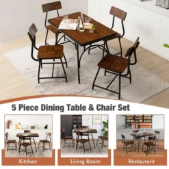 Costway Dining Table Set 5-Piece Kitchen Dining Table Set Rectangula For 5 W/Metal Frame -Furniture Store GUEST a951ad16 4002 4a31 a3b7 8220ece304b2